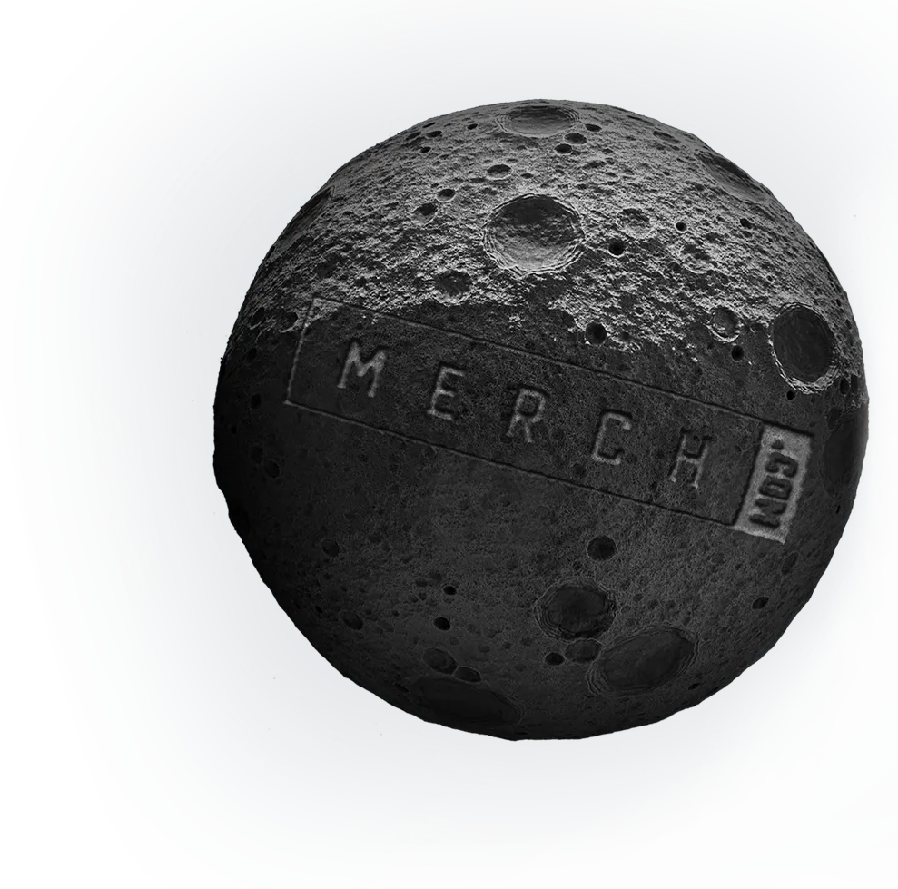 planet with Merch.com written on it